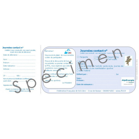 Carnet 10 Journées Contact 2022