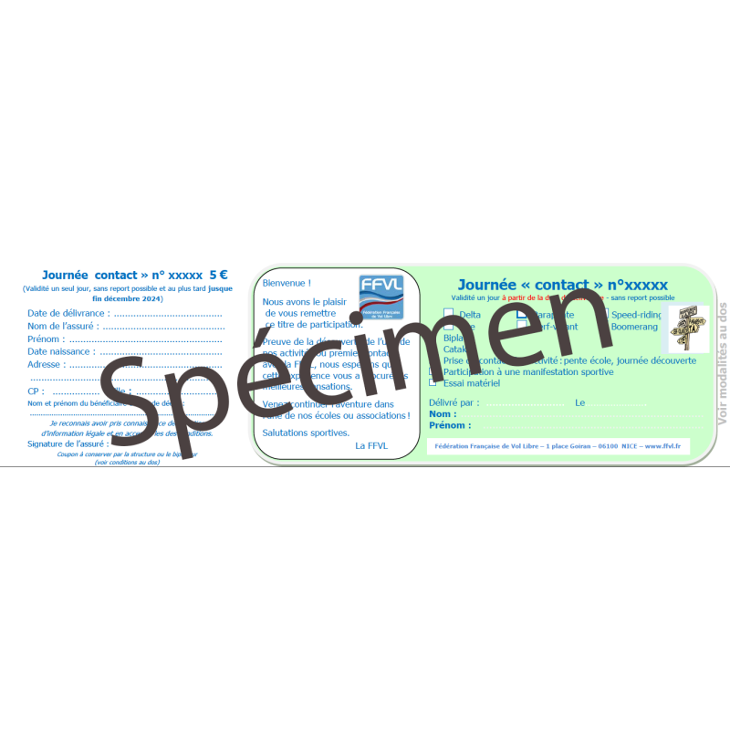 Carnet 10 Journées Contact 2026